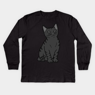 Cute Gray Cat Kids Long Sleeve T-Shirt